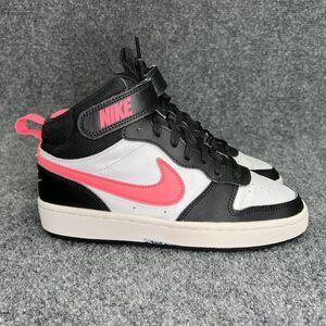 Nike Court Borough Mid 2 Shoes Girl's 4.5 Black Pink Athletic Basketball Sneaker